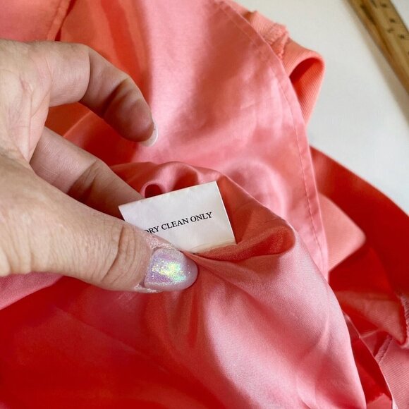 Weddington Way One Shoulder Scalloped A-Line Bridesmaid Dress Coral 8 Pocket - Picture 5 of 7